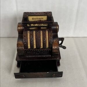 Vintage 1976 Durham Metal Diecast Cash Register #5401 2" Tall Turnable Handle